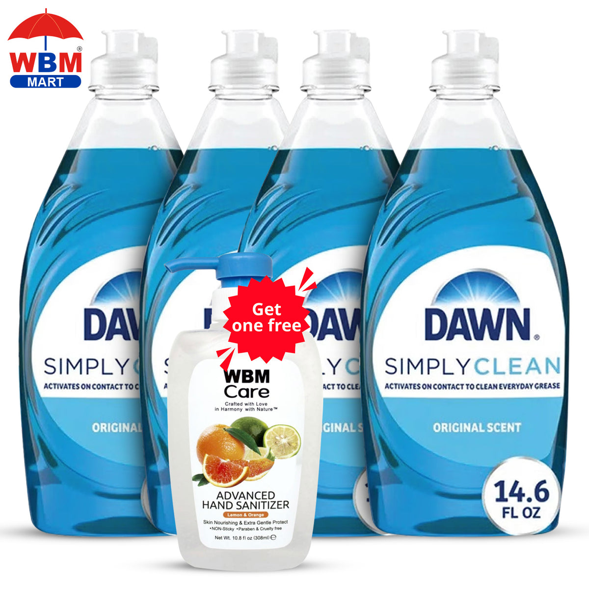 Dawn Dish Soap 4-Pack 14oz Original Scent Concentrated Grease Cutting Dishwashing Liquid for Hand Washing Plates Pots Pans Kitchen Cleaner