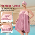 Adjustable Bath Wrap Skirt Set with Triangular Hair Drying Cap – Sizes S-XXXXL Spa Towel Wrap for Women, Home, Travel & Steam Room