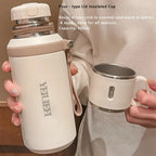 Vacuum Insulated Water Bottle 600ml 316 Stainless Steel Double Wall – Leak-Proof Lid with Handle for Travel, Gym, Office & Outdoors