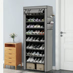 Shoe Organizer Cabinet with Cover – 6/8/10 Tier Nonwoven Fabric Shoe Storage Shelf for 27-35 Pairs, Portable Shoe Rack for Entryway, Closet, Bedroom (Dark Gray)