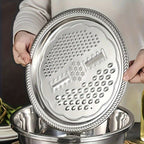Stainless Steel Kitchen Prep Set with Grinder, Colander & Mixing Bowl – 3-Piece Food Prep Tool for Slicing Fruits Vegetables Cheese, Drainage Bowl Father's Day Gift