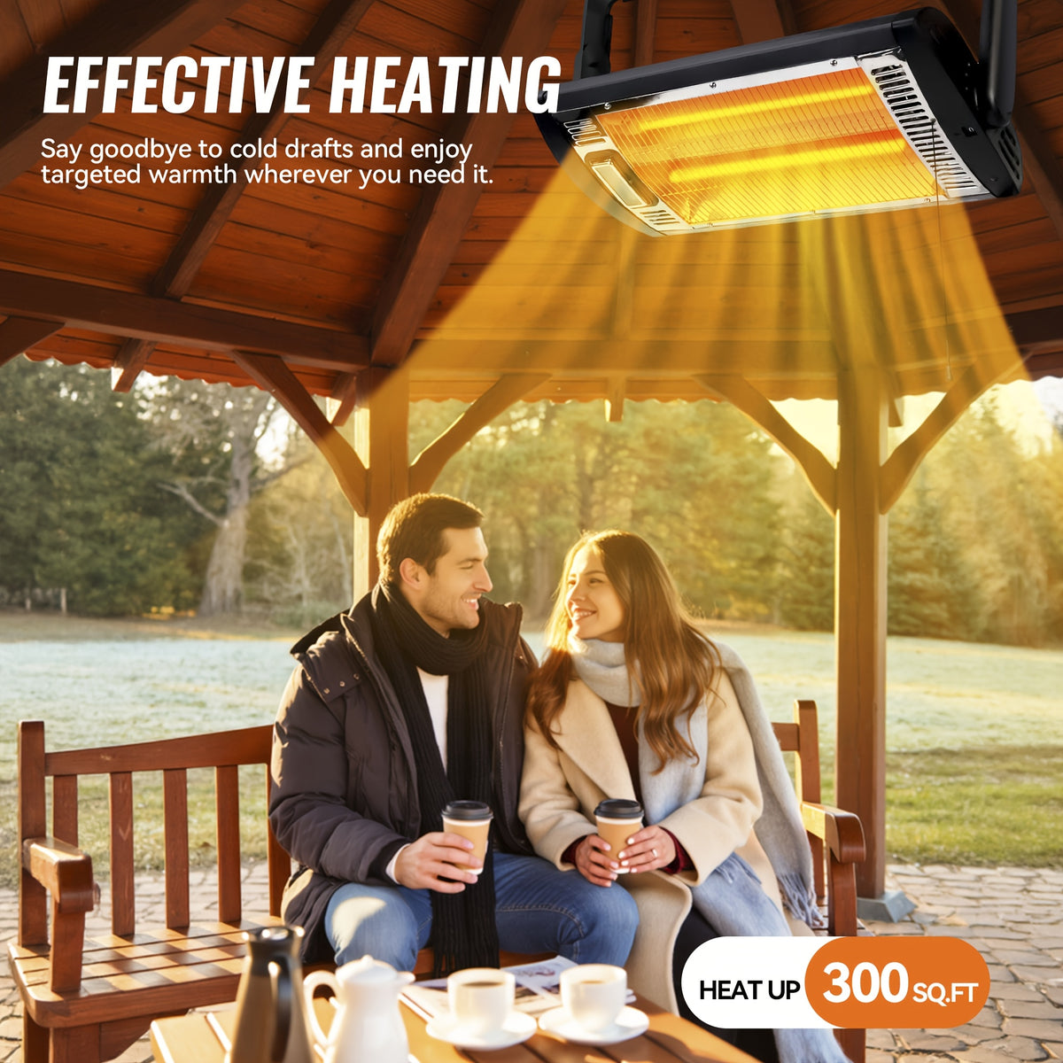 Ceiling Mounted Garage Heater 1500W Electric Radiant Space Heater with 90° Rotation for Garage Shop Large Room and Patio