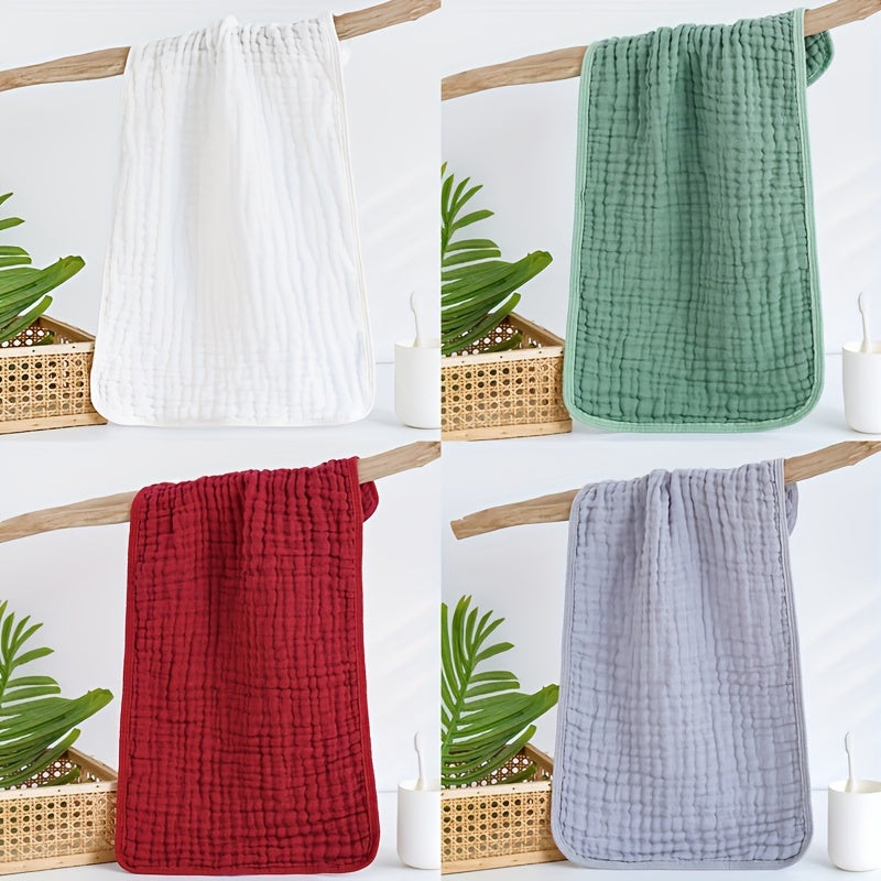 Six-Layer Gauze Cotton Hand Towels 4-Pack – Lightweight Quick-Dry Gingham Towels for Bath, Face, Gym & Spa | 280 GSM Soft Breathable Washcloths