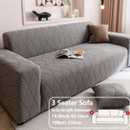 Jacquard Elastic Sofa Cover – Modern Artistic Slip-Resistant Couch Slipcover | All-Season Polar Fleece Furniture Protector for Living Room, Office & Bedroom | Includes Free Pillow Cover | 1-4 Seater