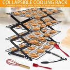 Foldable Cooling Rack Set with Baking Tools – Stackable Oven Cookie Cake Drying Rack, 3/4/5 Piece with Silicone Spatula, Egg Beater & More, Holiday Baking Gift