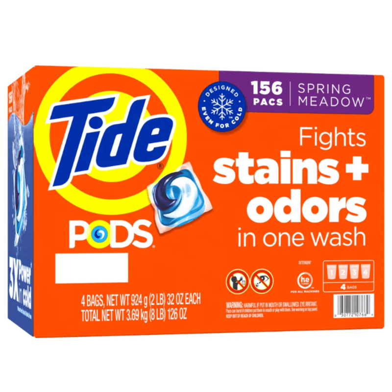 Laundry Detergent Pods Spring Meadow Scent – 39, 78 or 156 Count Packs, 3-in-1 Cleaning Power, HE Compatible Tide Pods for All Washers & Temperatures
