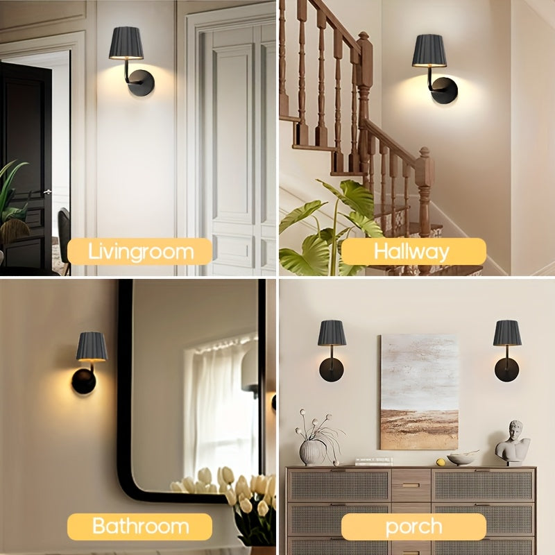 Touch Dimmable LED Wall Sconce with Remote USB Battery Backup 3 Color Temperatures Timer for Bedroom Living Room Hallway Low Voltage
