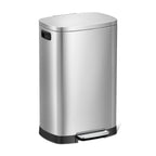 13-Gallon Stainless Steel Trash Can with Soft-Close Lid & Foot Pedal, Fingerprint-Resistant Kitchen Garbage Can with Removable Inner Bucket, Odor-Proof Touchless Waste Bin for Kitchen Bedroom Office – 2 Colors