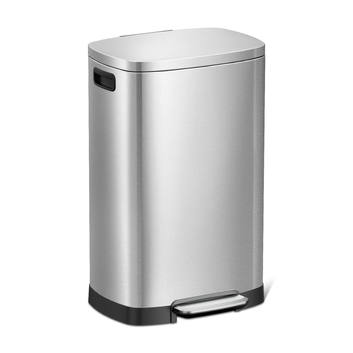 13-Gallon Stainless Steel Trash Can with Soft-Close Lid & Foot Pedal, Fingerprint-Resistant Kitchen Garbage Can with Removable Inner Bucket, Odor-Proof Touchless Waste Bin for Kitchen Bedroom Office – 2 Colors