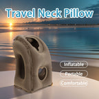 Inflatable Travel Neck Pillow for Airplane, Car & Bus – Portable Head & Lumbar Support Cushion for Sleeping | Prevents Neck & Shoulder Fatigue | Compact & Lightweight | Blue, Black, Gray