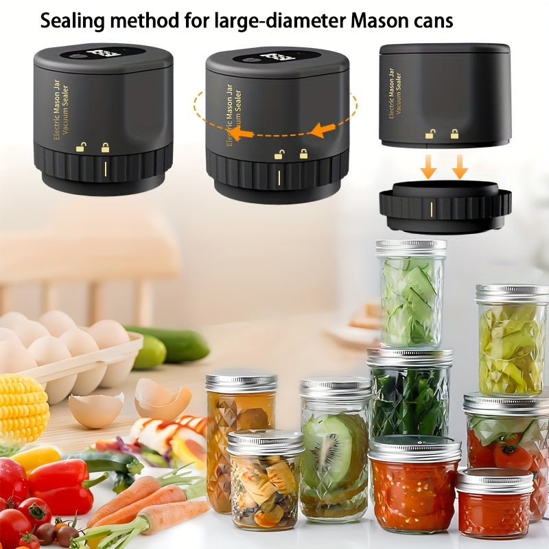 Electric Vacuum Mason Jar Sealing Kit with Lids for Wide Mouth & Regular Mouth Jars Food Preservation Vacuum Sealer