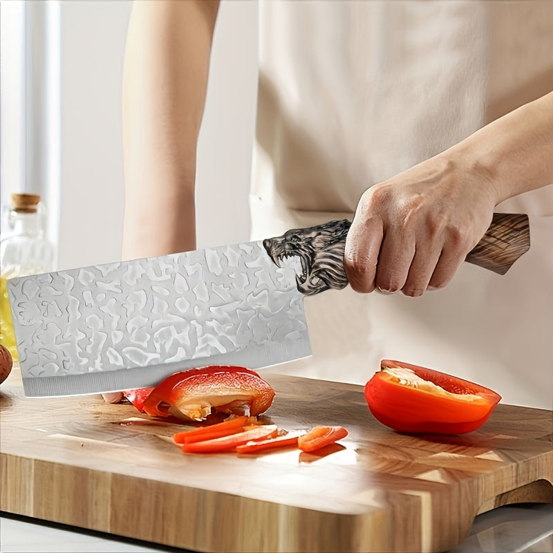 Professional Kitchen Knife Set with Forged Carbon Steel Blades, Full Tang Chef's, Meat, Carving & Cleaver Knives Plus Poultry Shears, Upgraded Version, Perfect Gift for Women & Home Cooks