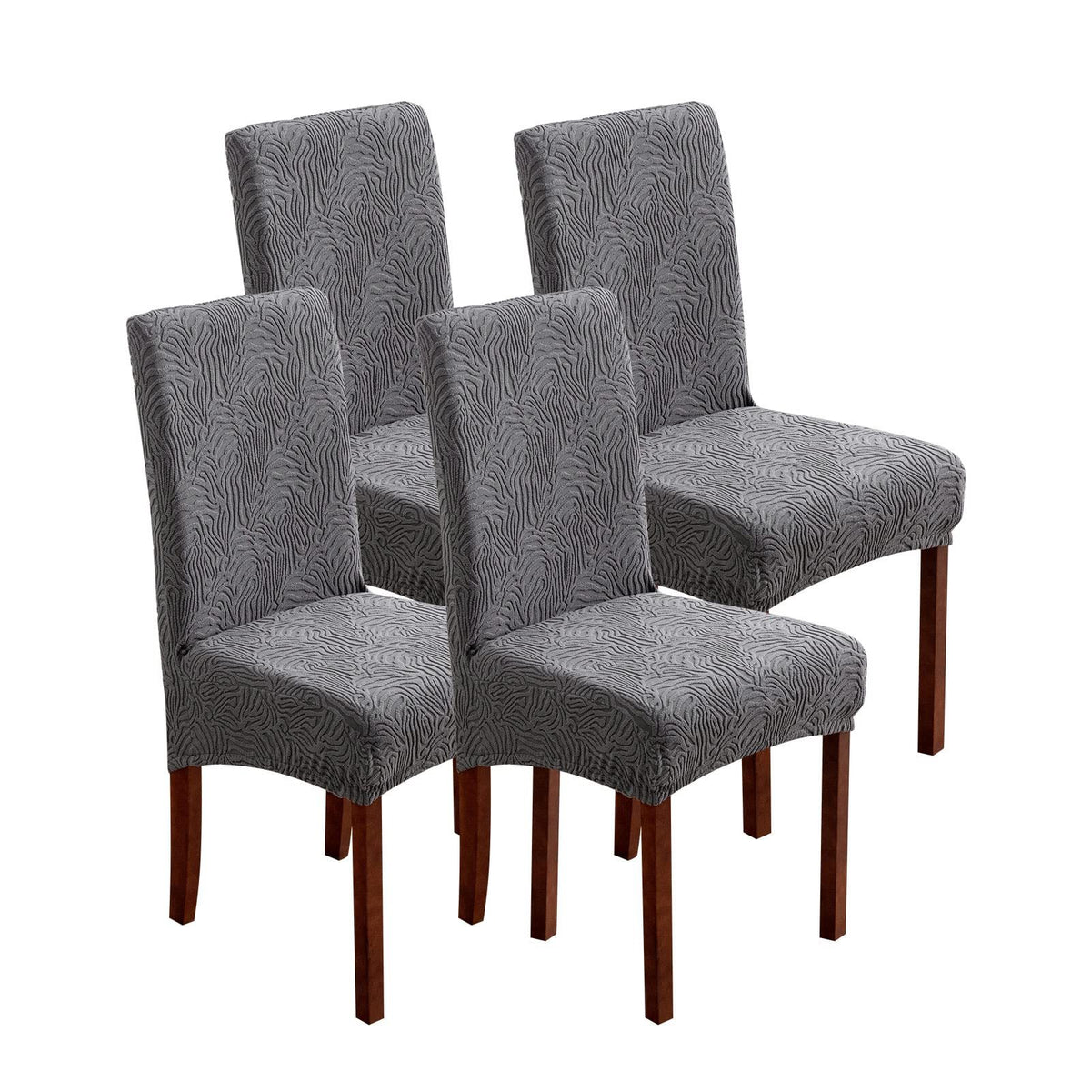 Stretch Jacquard Dining Chair Covers 4/6 Pack – Polar Fleece Slipcovers with Elastic Band, Removable Washable Chair Protector for Dining Room Kitchen Hotel Restaurant Home Decor