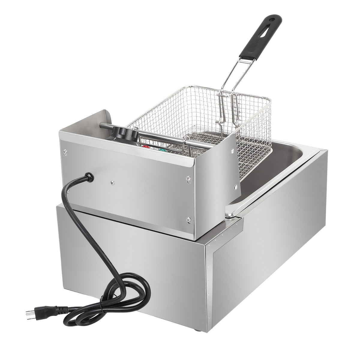 Electric Deep Fryer 6L (1.59 Gal) with Basket, Lid & Temperature Control | Countertop Stainless Steel Deep Fryer for Home Kitchen, Restaurant & Café | 120V US Plug