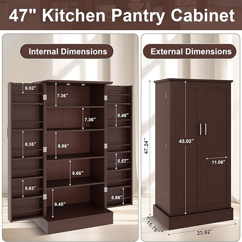 47 Inch Kitchen Pantry Storage Cabinet with Drawer – Multifunctional Buffet Cupboard Sideboard with Adjustable Shelves | Multiple Styles & Colors