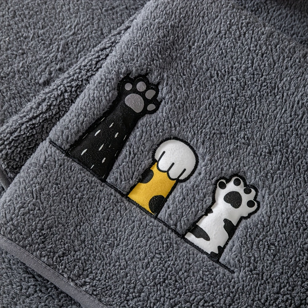 Sherpa Sofa Cover with Cat Paw Embroidery – Thick Plush Non-Slip Couch Slipcover, Pet-Friendly & Machine Washable Furniture Protector