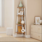 Corner Shelf 4-Tier Ladder Bookshelf & Plant Stand – Industrial Style Space-Saving Corner Shelving Unit for Living Room, Bedroom, Study & Entryway