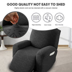 Stretch Recliner Chair Covers 4-Piece Set Non-Slip Elastic Bottom Slipcovers for Reclining Chair – 92% Polyester Polar Fleece Furniture Protector for Living Room Pet Scratch Stain Protection