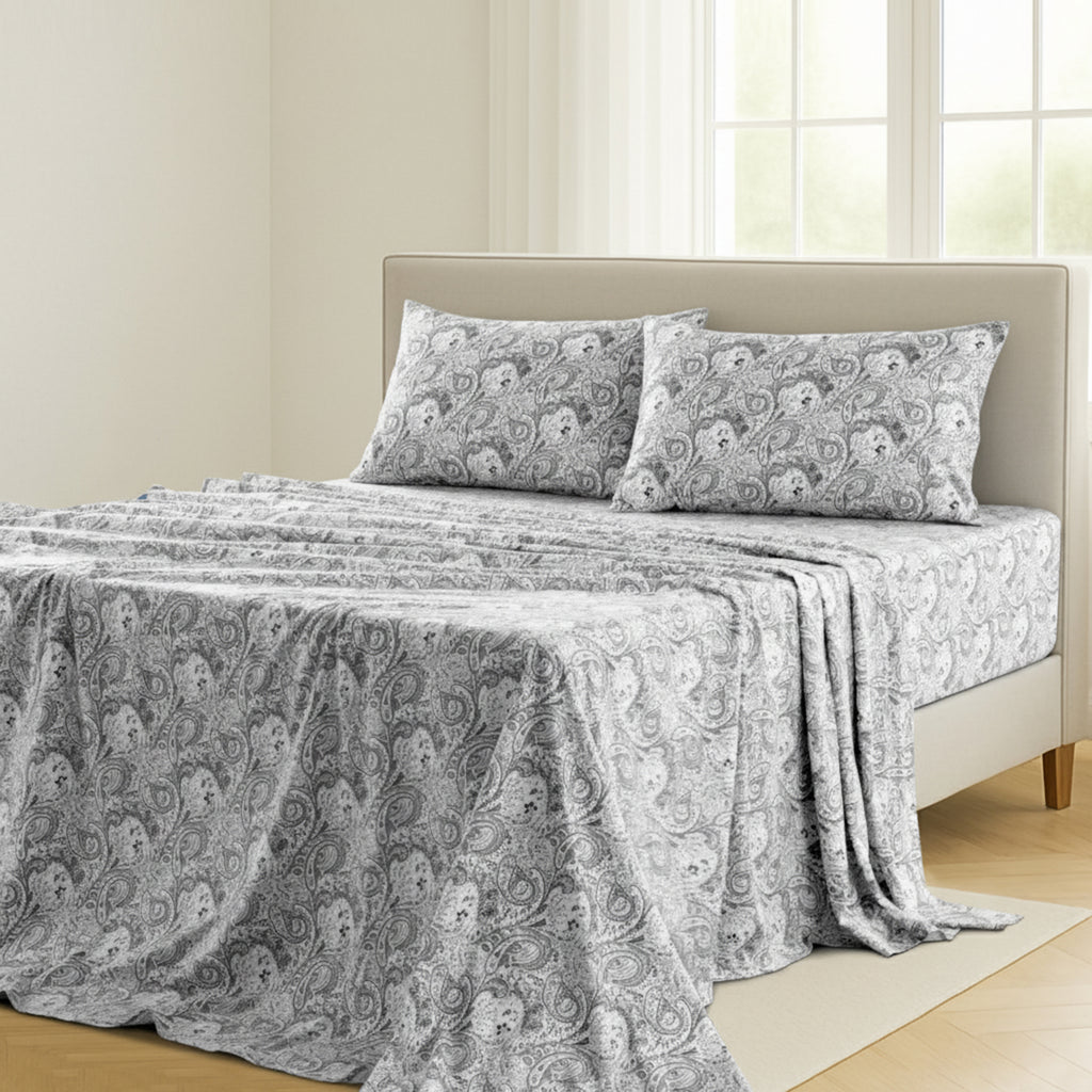 Paisley Bed Sheet Sets Queen King Twin Full Cal King – Soft Brushed Microfiber Deep Pocket Fitted Sheet & Pillowcases, Wrinkle Free
