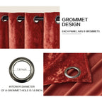Luxury Distressed Crushed Velvet Curtains - 4-Piece Set (2 Panels + 2 Tiebacks), Grommet Top, Room Darkening | 10 Colors, 3 Sizes
