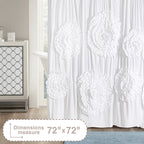 Ruffled Shower Curtain Farmhouse 72x72 - Handmade 3D Flower Vintage Ruched Fabric Bathroom Curtain, Victorian Romantic Luxury Decor, Black Pink Camel, Waterproof Microfiber 12 Holes