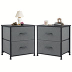 Nightstand with 2 Drawers & Removable Fabric Bins - Small Bedside Dresser for Bedroom, Dorm, Entryway & Small Spaces, 1pc or 2pcs Set, 4 Colors