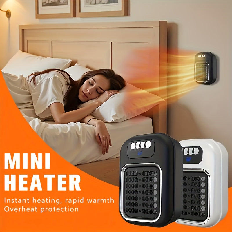 Wall Mounted Mini Electric Space Heater Portable with Display Screen Fast Heating 3 Modes Adjustable Temperature Overheat Protection for Home Office Bathroom Pet Bed RV