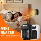 Wall Mounted Mini Electric Space Heater Portable with Display Screen Fast Heating 3 Modes Adjustable Temperature Overheat Protection for Home Office Bathroom Pet Bed RV