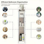 Floor Standing Bathroom Cabinet PVC Double Door White Thickened Space Saving Corner Shelf for Toilet Paper Shampoo Storage Home Hotel School Restroom