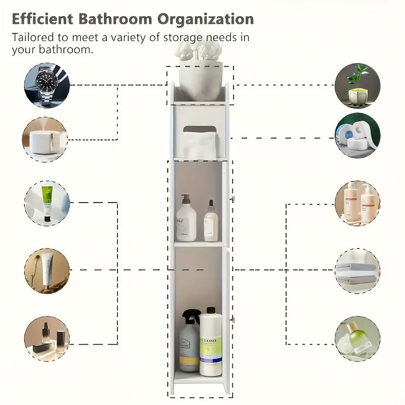 Floor Standing Bathroom Cabinet PVC Double Door White Thickened Space Saving Corner Shelf for Toilet Paper Shampoo Storage Home Hotel School Restroom