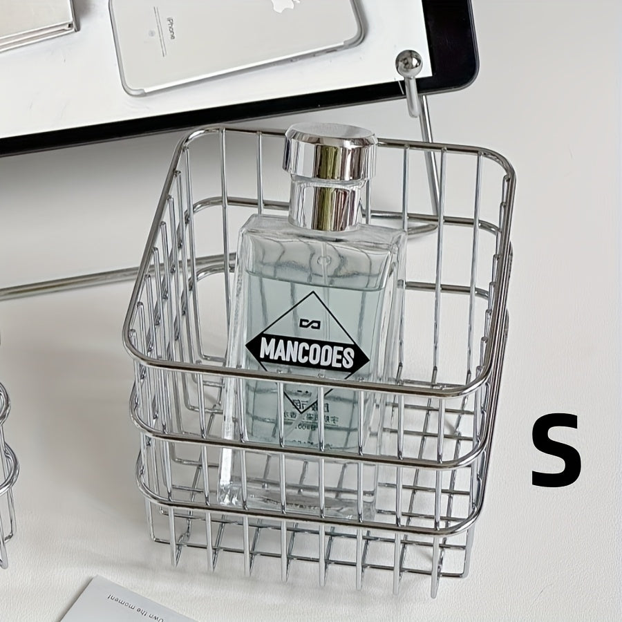 Open-Weave Storage Basket Organizer 1 or 2 Pack Multi-Purpose Bin for Bathroom Kitchen Desk Shelf Sleek Sturdy Contemporary Home Organization