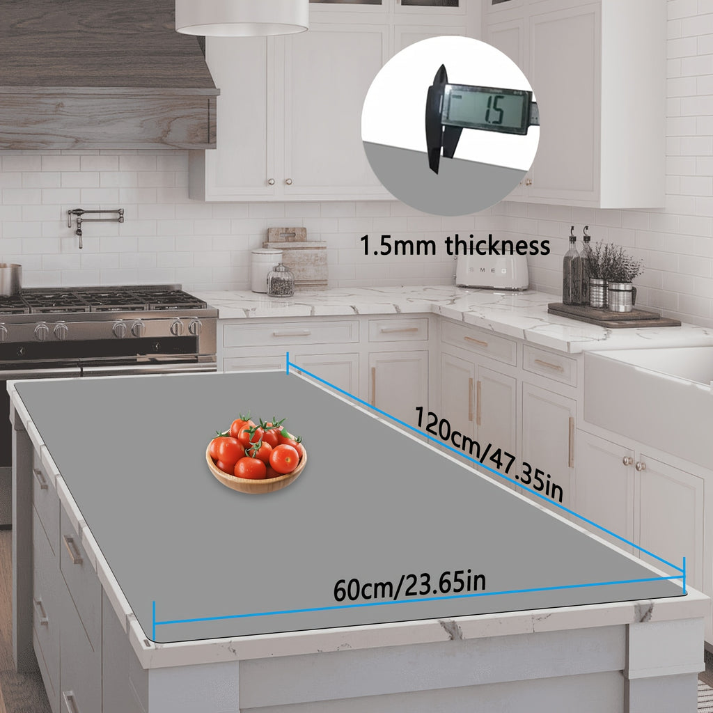 Silicone Kitchen Counter Mat Extra Large, Nonslip Heat Resistant Countertop Protector, Nonstick Waterproof Craft Mat & Table Placemat, Multi-Size in Gray, Black & Translucent