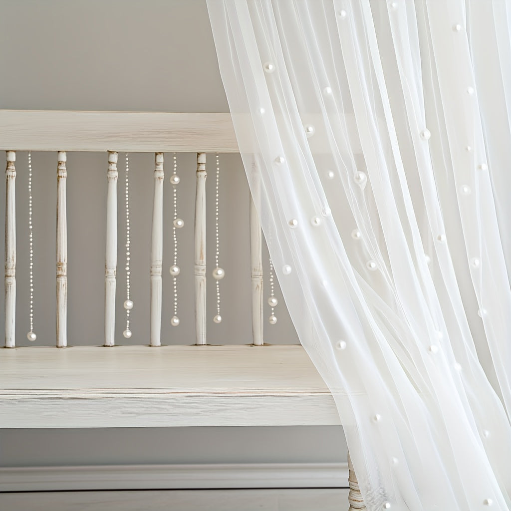 White Pearl Sheer Tulle Fabric 160x300cm 5.25x9.8ft for Wedding Party Home Window Wall Tabletop Decoration Festive Event Backdrop