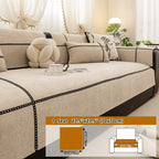 Chenille Sofa Seat Cover Non-Slip Pet Friendly Machine Washable All Season - Sofa Cushion Cover with Lace Belt for 1 2 3 4 Seater Armrest Backrest 3 Colors