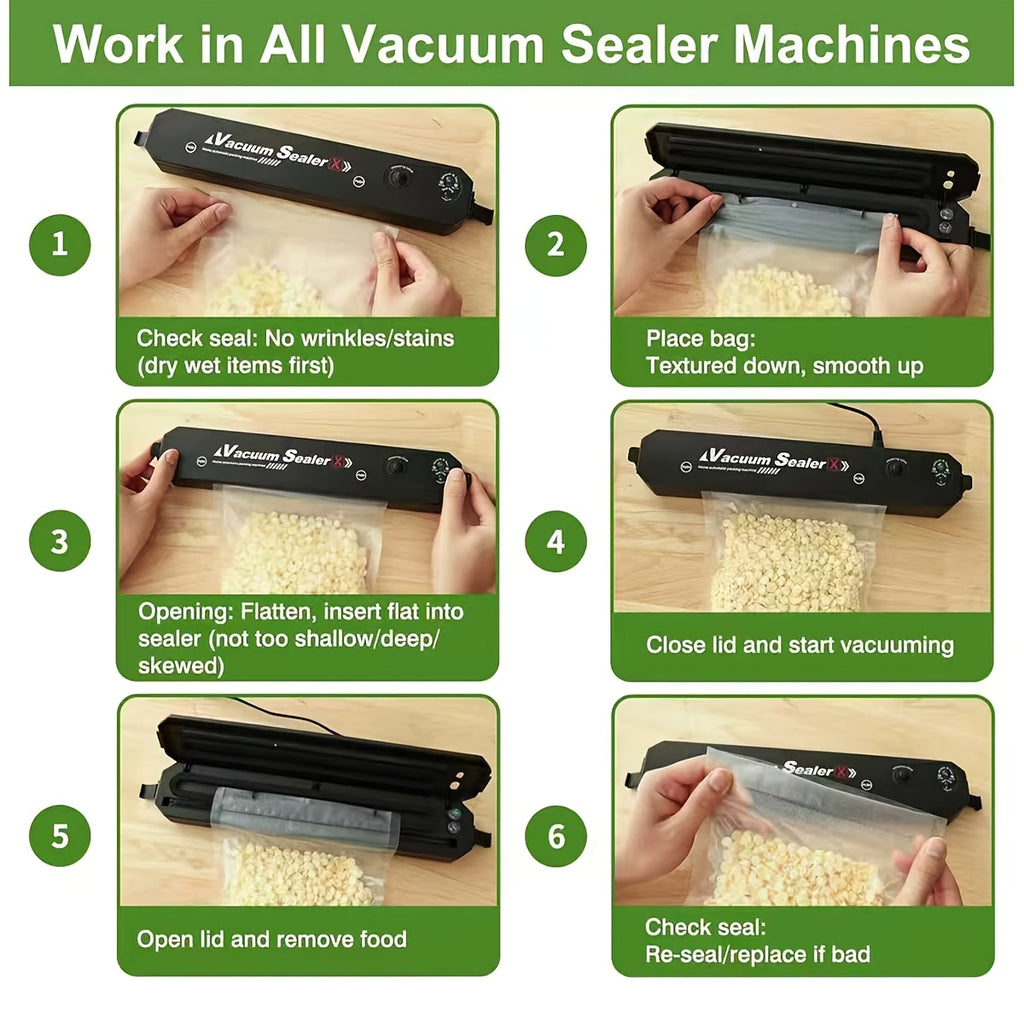 Vacuum Sealer Bags 500pcs BPA-Free Food Storage Bags 7 Sizes – Co-Extruded Reusable Vacuum Seal Bags Compatible with Most Vacuum Sealers