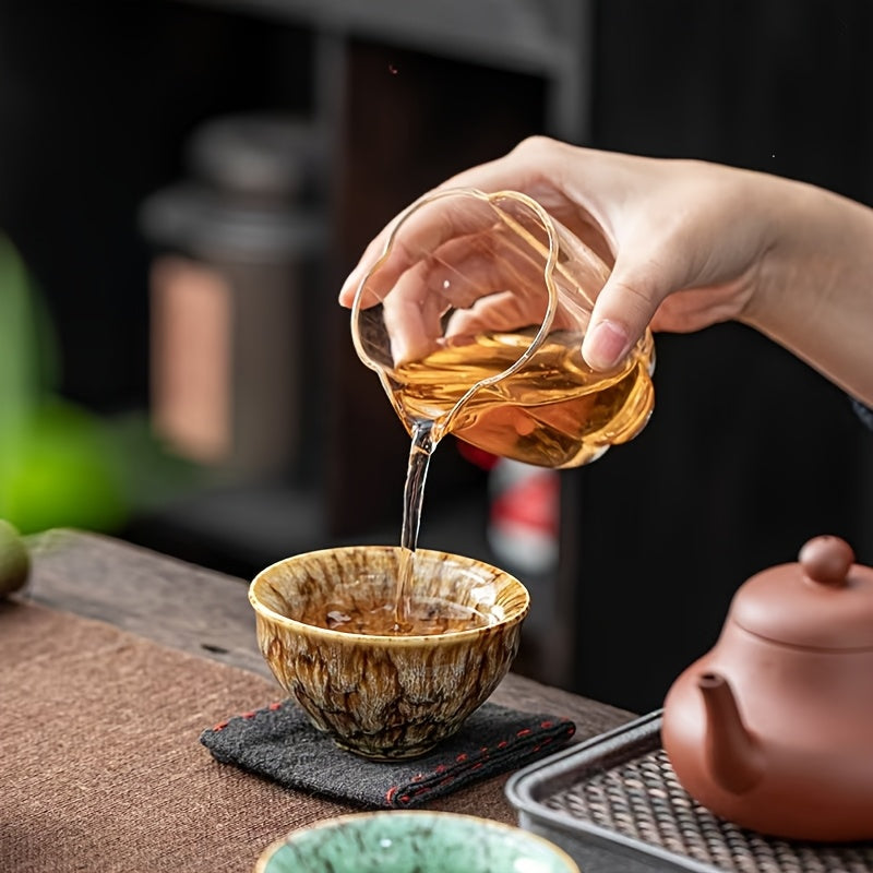 Handmade Kiln-Fired Ceramic Kung Fu Tea Cups Set of 5 – Jianzhan Style Five-Element Teacups in Five Colors with Gift Box