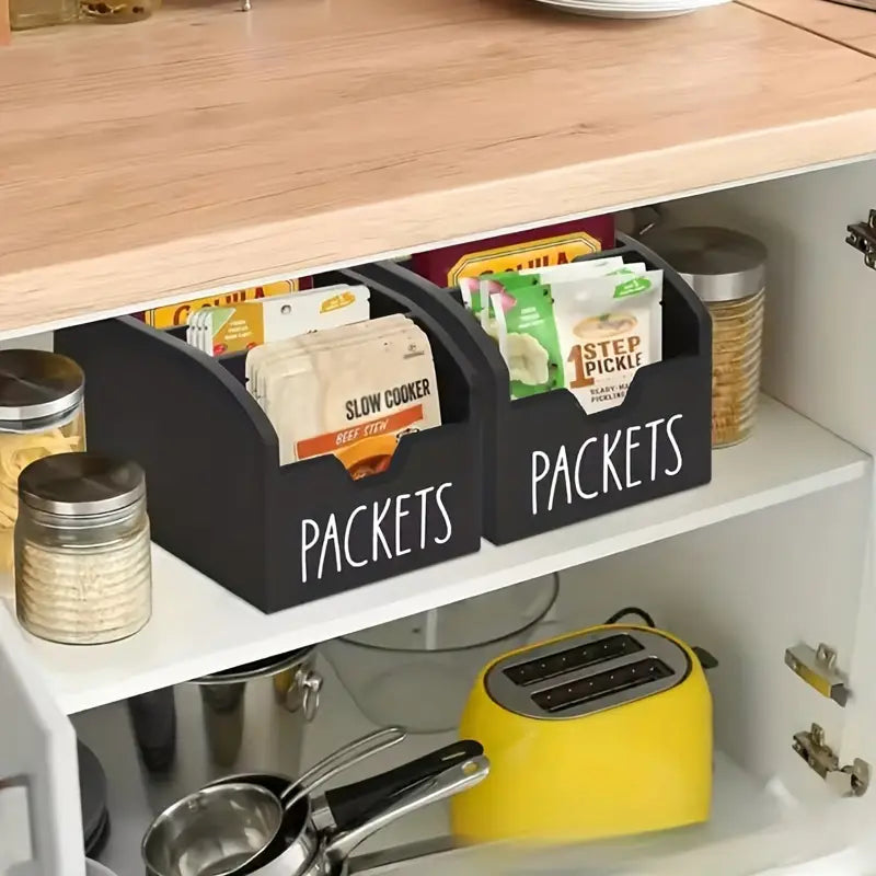 Vintage Wooden Divided Spice Box Farmhouse Kitchen Countertop Storage Organizer for Spices Snacks Small Items Black Brown 1pc or 2pc