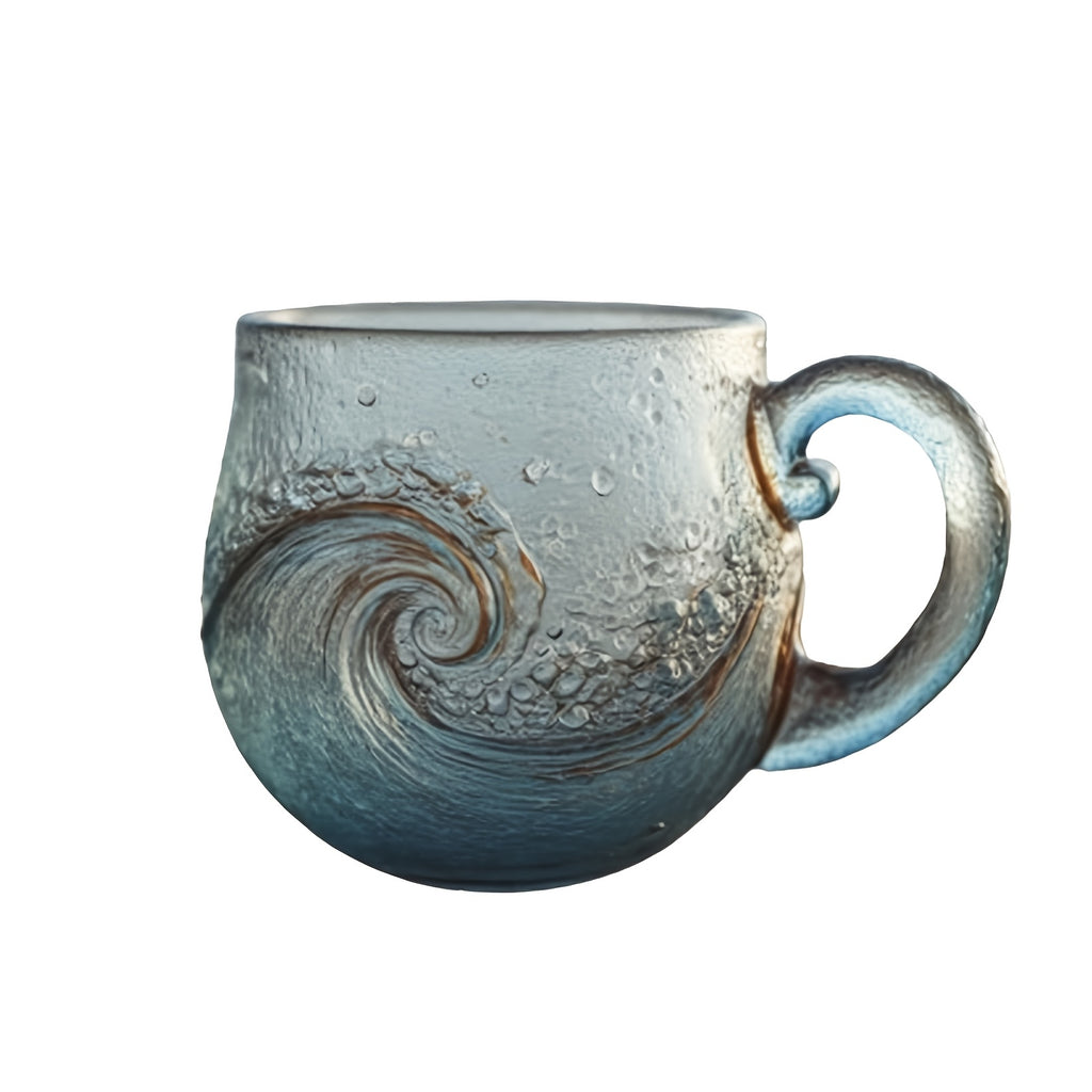 Sea Glass Wave Mug Blue Swirl Beach Theme Handcrafted Textured 30oz Cup for Tea Coffee Wine - Ocean Inspired Drinkware Gift for Beach Lovers | Nuvia Haven