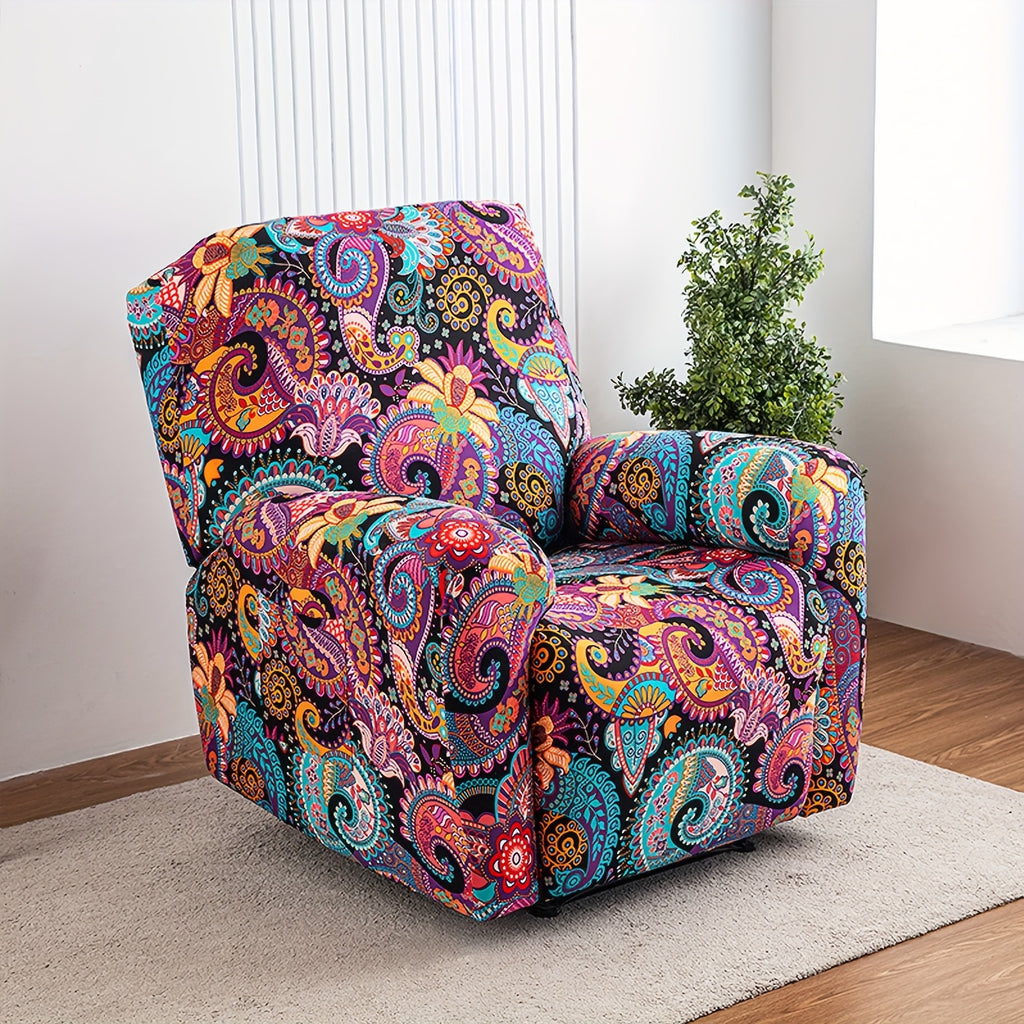 Lounge Chair Cover Set 4-Pack – High Elasticity Elastic Printed Slipcover with Side Pockets, Pet Friendly, for Bedroom Office Living Room, Holiday Home Decor