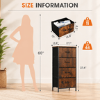 Fabric Dresser with 4 Drawers – Reinforced Edition, Wooden Top & Sturdy Metal Frame, Bedroom Storage Cabinet for Closet, Entryway & Dorm | 6 Colors