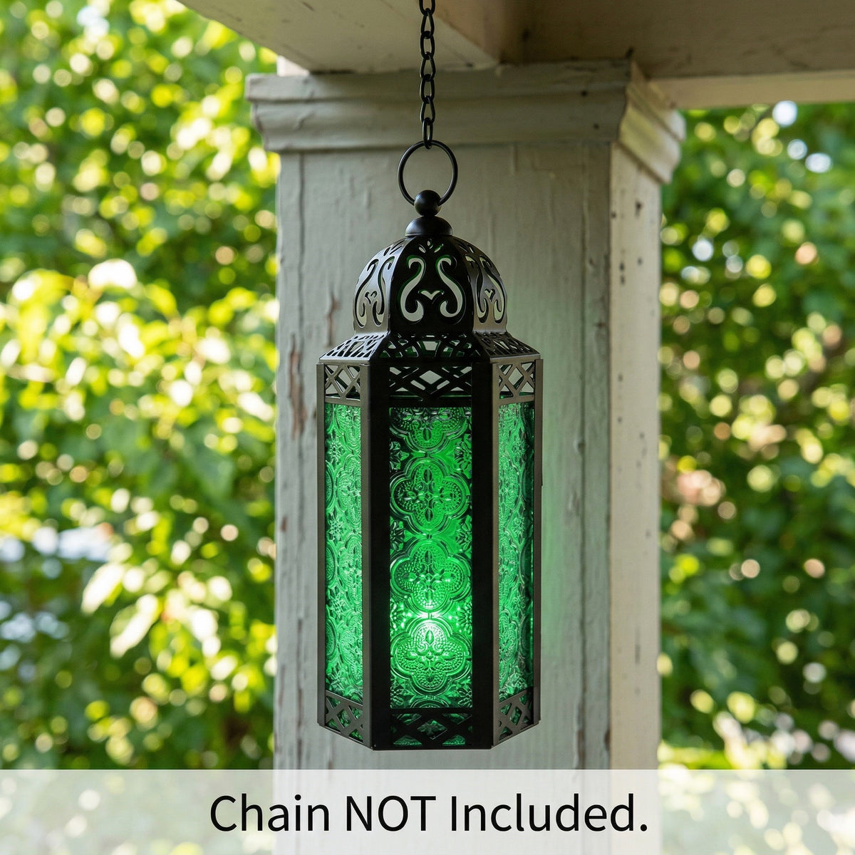 Moroccan Candle Lantern Holder Medium 10.5 Inch – Handcrafted Glass Iron Metal Lantern with Embossed Floral Panels, 17 Colors, Indoor Outdoor Use for Ramadan, Wedding, Patio, Diwali & Home Decor