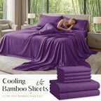 Cooling Bamboo Sheet Sets Deep Pocket 16 Inch Moisture-Wicking Breathable Soft 1800 Thread Count Fitted Sheet Twin Full Queen King All Season