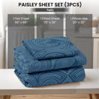 Paisley Bed Sheet Sets Queen King Twin Full Cal King – Soft Brushed Microfiber Deep Pocket Fitted Sheet & Pillowcases, Wrinkle Free