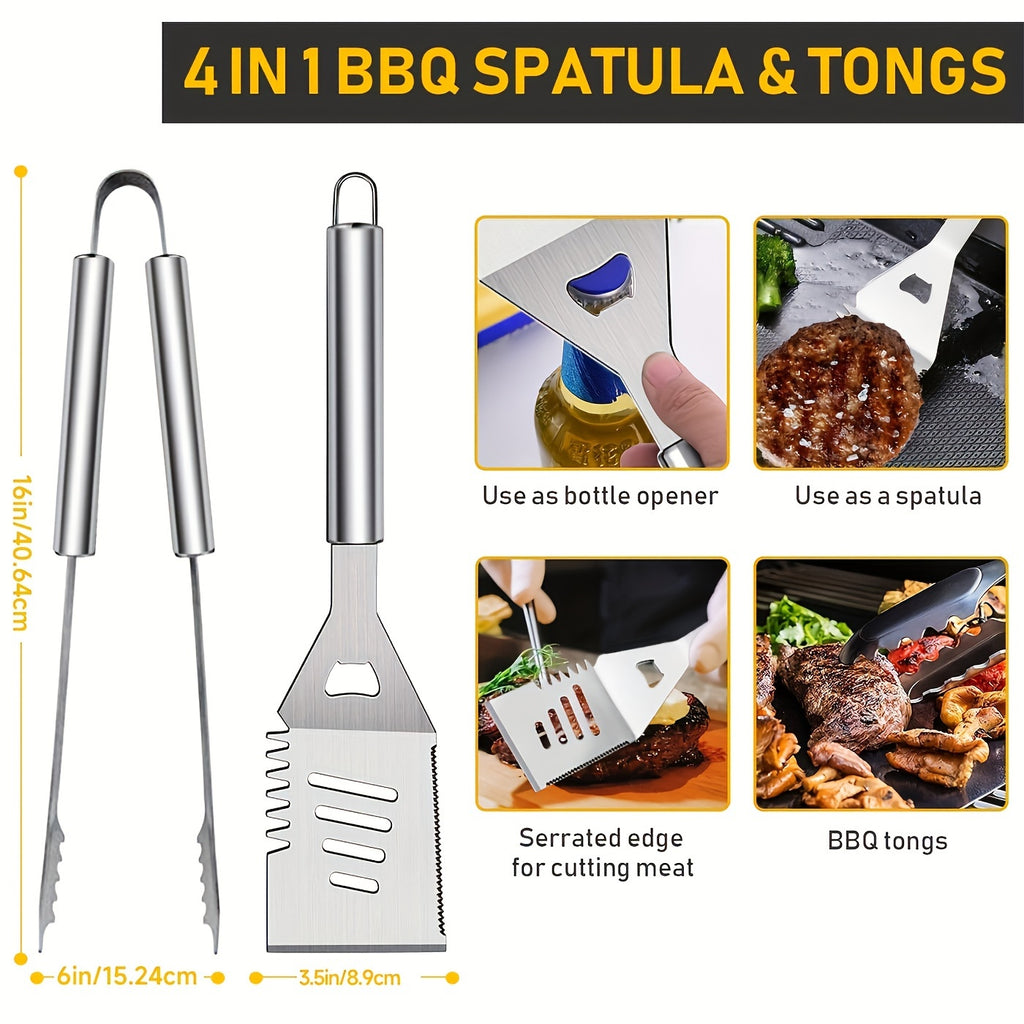 Stainless Steel Griddle Tool Set 34-Piece – 304 Food-Grade BBQ & Teppanyaki Tools for Camping, Family Cookouts & Outdoor Cooking