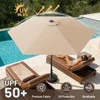 9 FT Patio Market Umbrella with Easy Crank, UV Protection & 6 Sturdy Ribs – Outdoor Table Umbrella for Deck, Backyard & Pool, 10 Colors (Beige, Gray, Green, Navy, Blue, Red, Pink, Yellow)