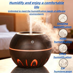 USB Mini Humidifier Aromatherapy Diffuser 2-in-1 Seven-Color LED Night Light Auto Shut-Off Quiet Desktop for Bedroom Office Home Dark Light Wood