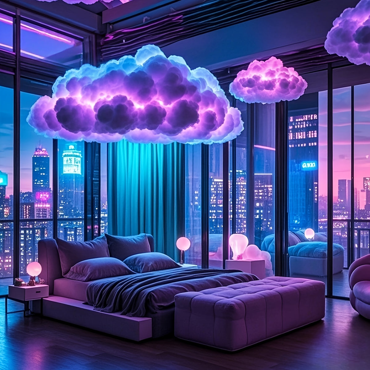 3D Thundercloud LED Atmosphere Light – Color-Changing USB Cloud Night Light for Gaming Room, Party, Garage & Club Decoration with Wall Mount & Freestanding Options