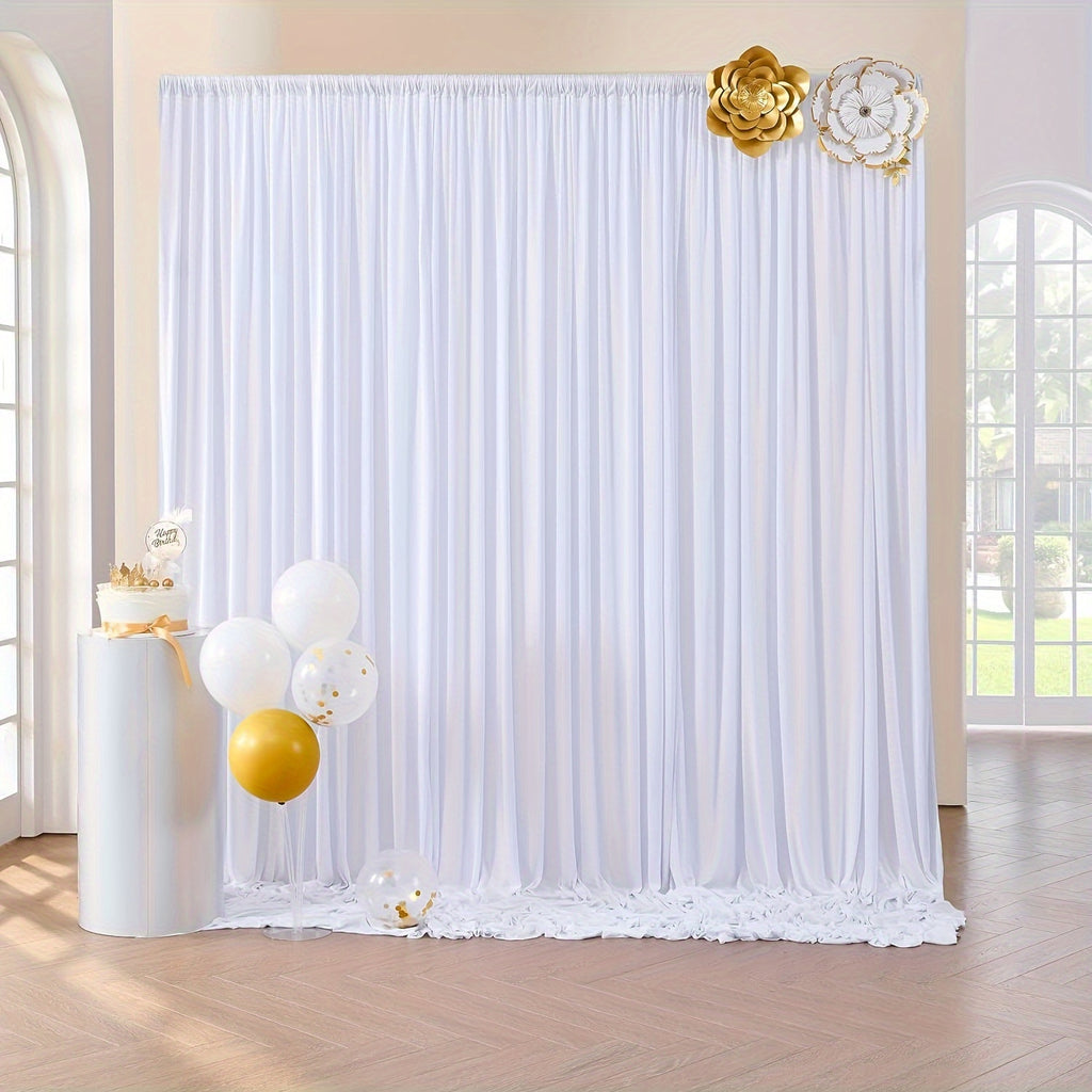 Wrinkle-Free White Backdrop Curtains Polyester, Wedding Party Photo Backdrop Drapes Rod Pocket, Single Panel or Sets of 6 8 12 Pieces