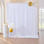 Wrinkle-Free White Backdrop Curtains Polyester, Wedding Party Photo Backdrop Drapes Rod Pocket, Single Panel or Sets of 6 8 12 Pieces