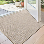 Non-Slip Doormat Low Profile Indoor Outdoor Entry Mat Dirt Trapper – Front Door, Entryway, Patio, Porch & Garage Rug, 4 Sizes, Beige & Grey